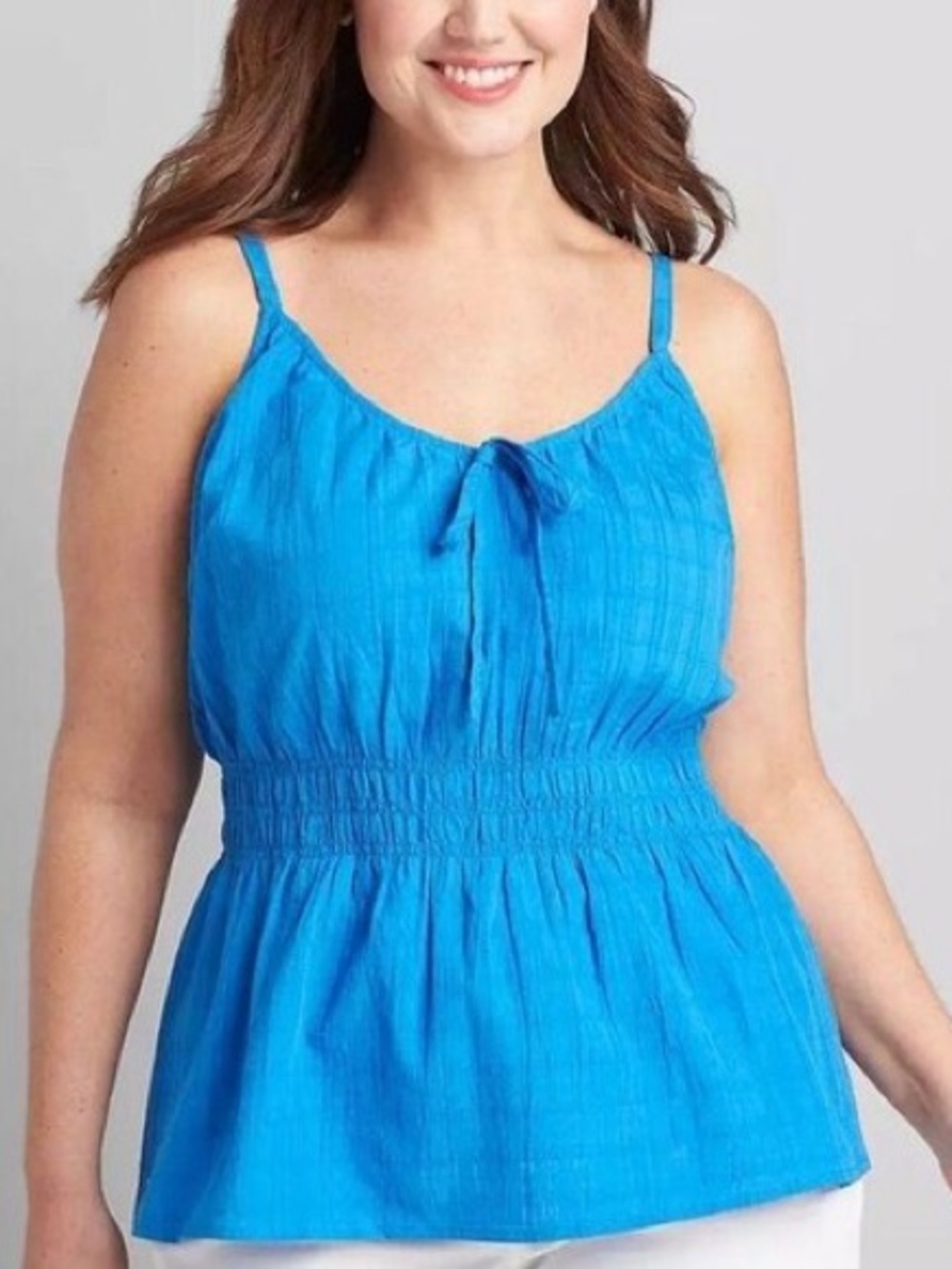 Lane Bryant Bright Blue Smocked Waist Cami Tank